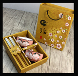 釉中彩手绘陶瓷餐具套装 韩式碗筷礼盒情侣碗 创意商务婚庆礼品