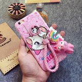 iphone6手机壳卡通苹果6plus硅胶保护套6s粉色猫咪支架挂饰女款潮