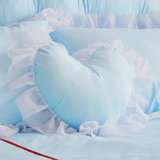 韩式全棉花边田园风格公主床品配套心型抱枕 含芯 可爱公主