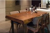 安居幸福美式长方形复古实木铁艺餐桌办公酒吧餐饮咖啡桌椅会议桌