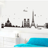 包邮 客厅卧室沙发背景墙贴画 可移除家居墙贴纸 巴黎埃菲尔铁塔
