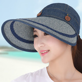 帽子女式夏天遮阳帽防晒防紫外线骑车大沿可折叠空顶太阳凉帽