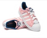 Adidas 阿迪达斯 三叶草女鞋白粉红色新款帆布贝壳头板鞋 b35796
