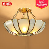 欧式全铜灯现代简约led灯具美式圆形卧室书房餐厅灯饰半吸顶灯