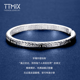 Ttmix纯银手镯女 韩国时尚简约实心开口可调节足银镯子百搭送女友