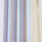 简约现代蓝色条纹地中海窗帘布 卧室客厅飘窗棉麻成品遮光窗帘