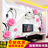大型壁画 电视背景墙纸 中式客厅现代简约 3D立体玫瑰丝绸壁纸