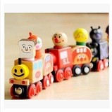 小火车磁性面包超人6款礼盒装小汽车木制益智玩具面包积木组合