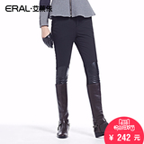 艾莱依2016冬装新款时尚皮质拼接加厚小脚羽绒裤女ERAL1016D