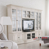 出口美式实木电视柜法式复古组合电视柜书柜展示柜样板房家具定制