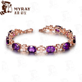 米莱珠宝11.5克拉天然紫水晶手链女 18K金镶嵌钻石 彩色宝石定制