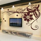 大型亚克力3d客厅沙发电视背景墙立体墙贴床头婚房装饰墙贴画花卉