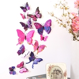 【双层】彩色仿真3d立体蝴蝶墙贴墙纸贴画 冰箱衣柜卧室客厅壁纸
