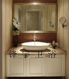 卫浴 美式地中海浴室柜组合 欧式田园橡木洗脸盆柜浴室柜 台上盆