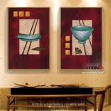 原创抽象油画艺术创意个性餐厅厨房墙面装饰画有框画碗碟筷