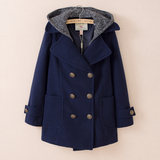 2015冬装小熊维尼专柜少女学生双排扣英伦风显瘦羊毛呢子大衣外套