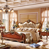 欧式实木床 美式床 高箱储物床欧式双人床深色红家具1.8米