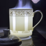 瑞玖 纯白无铅骨瓷餐具景式杯陶瓷骨质瓷带盖大杯子茶杯办公水杯