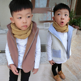 秋冬款儿童马甲 韩版中小童羊羔毛 宝宝两面穿加厚加绒男女童上衣