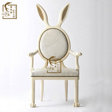 现货儿童书椅兔耳朵椅子新古典沙发椅时尚影楼会所样板间餐椅家具