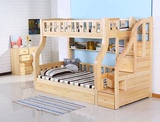 松木母子床梯柜床上下床双层床子母床高低床实木学生床两层床成人