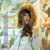 香港代购2015新款韩版连帽大毛领貉子毛加厚大码显瘦短款羽绒服女