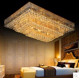 1.2 1.5米金色餐厅水晶吸顶灯豪华大气长方形客厅灯酒店大堂灯具