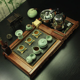 花梨木乌金石茶盘茶具套装四合一带电磁炉实木制茶海茶台特价包邮