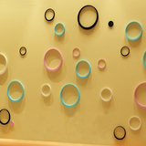 幼儿园背景装饰画儿童房 亚克力3D立体波尔卡圆环客厅床头 墙贴其