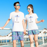 雪梦娅情侣装夏装2016新款短袖t恤男女套装韩版蜜月海边度假必备