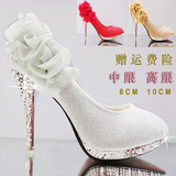 women wedding shoes ladies high heels Bridal flower pumps 41