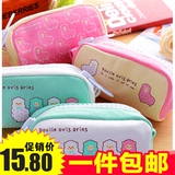大容量简约笔袋初中/高中学生女孩铅笔盒 日韩国可爱儿童布文具盒