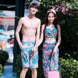 金格尔 韩国沙滩情侣泳衣女性感比基尼三件套海边男士泳裤泡温泉