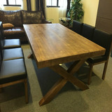 餐桌艺术金属6人美式乡村多功能组装松木做旧原木长方形木桌椅