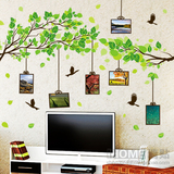 可移除墙贴 忆之林 客厅卧室电视背景墙贴纸田园植物绿叶照片贴