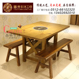 实木复古餐桌椅中餐厅桌椅碳化木火锅桌椅 烧烤桌定做餐饮桌椅z01
