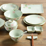樱。 日式餐具盘子 套装创意菜盘日本碟子和风陶瓷长方形出口汤盘