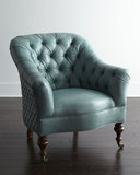 出口美式欧式新古典全真皮单人沙发休闲椅蓝色意大利进口油蜡皮