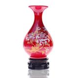 景德镇陶瓷器中国风红色花瓶结婚家居工艺品台面摆件喜庆婚庆花插