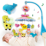 新生婴儿玩具0-1岁布艺床铃毛绒 宝宝音乐旋转宝宝床挂床头铃风铃