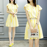 【天天特价】韩版中长裙糖果色修身套装裙女装竖条纹小清新连衣裙