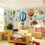 3d立体卡通可爱彩色手绘热气球壁画墙纸儿童主题房卧室背景墙壁纸
