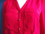包邮2014年女装正品人造棉衬衫外贸尾货纯色松紧款夏季长袖衬衣
