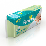 【天猫超市】帮宝适   婴儿自然纯净湿巾64片     德国进口