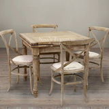 Nina出口家具法式美式乡村复古伸缩90-150家居实木餐桌椅超值组合
