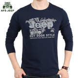 AFS/JEEP秋季男士圆领长袖t恤 韩版青年男装卫衣薄体恤衫大码衣服