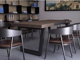 欧式现代时尚简约长方形餐桌椅组合实木家具办公桌多人会议桌特价