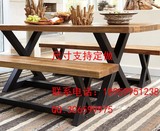 厂家直销美式复古铁艺实木餐桌 办公桌会议桌 咖啡桌椅 酒吧桌