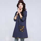 2015秋冬新款女装韩版格子纹针织棉加厚衬衫圆点修身个性衬衣上衣