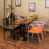 美式loft复古工业风做旧单双多人沙发椅休闲酒吧咖啡餐厅桌椅组合